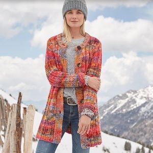 SUNDANCE Pinebrook Rainbow Knit Cardigan Sweater Size Large